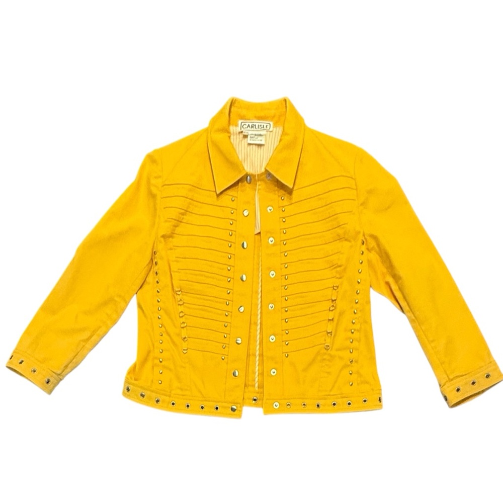Carlisle Yellow/Silver Hardware Studded Button Front Jacket Size 12/Large $365 - Picture 2 of 12